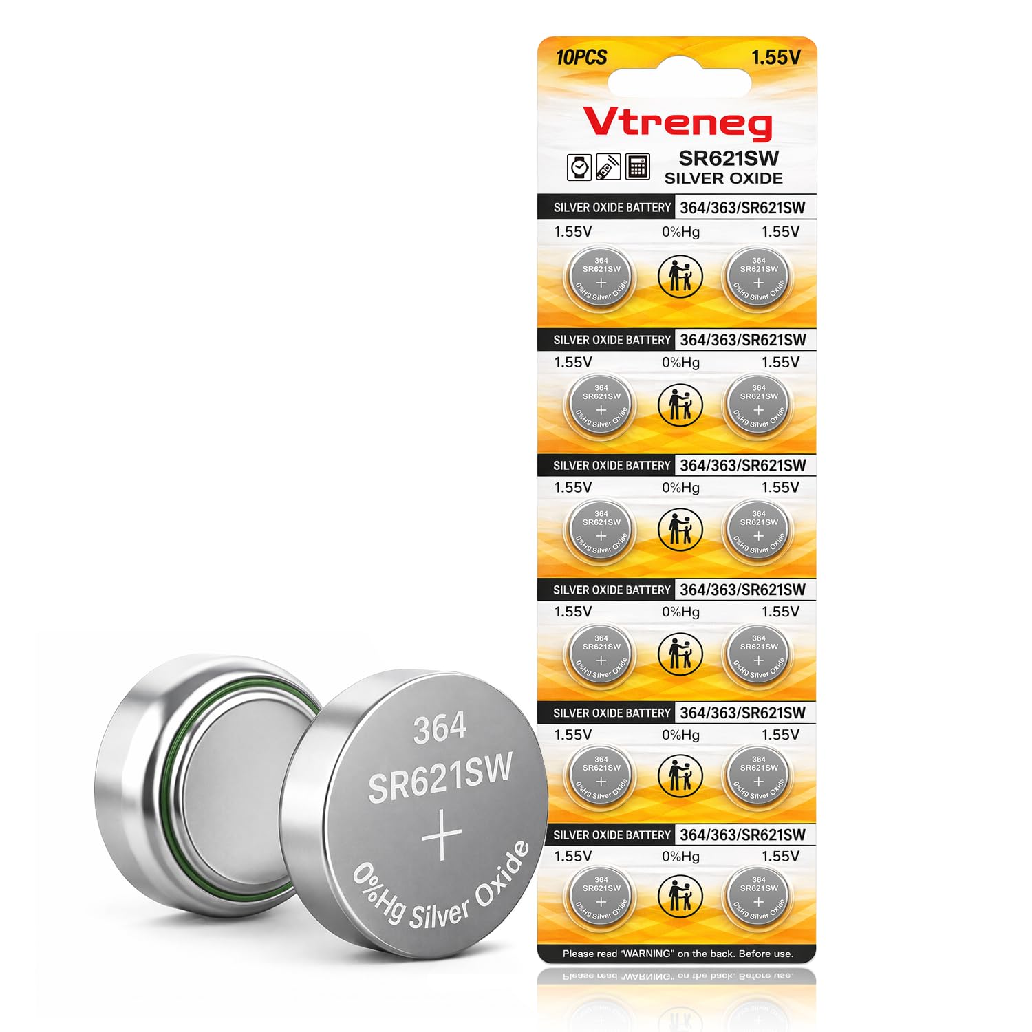 10 Pack 364 SR621SW Watch Battery 363 164 AG1 1.55V Silver Oxide Battery