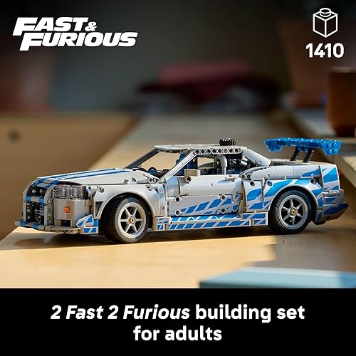 Miniatura 2 de LEGO Technic 2 Fast 2 Furious Nissan Skyline GT-R (R34) - Kit de bricolaje y juego de construcción para adultos - Modelo coleccionable Street Racer