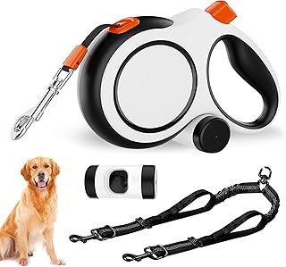 Einziehbare Hundeleine 8m, Rollleine für Hunde, Laufleine für Hunde Mittelgroße und Große Hunde bis 50kg mit Robuster Leine Einhandbremse Kotbeutelspender Sicher und Praktisch für Spaziergänge