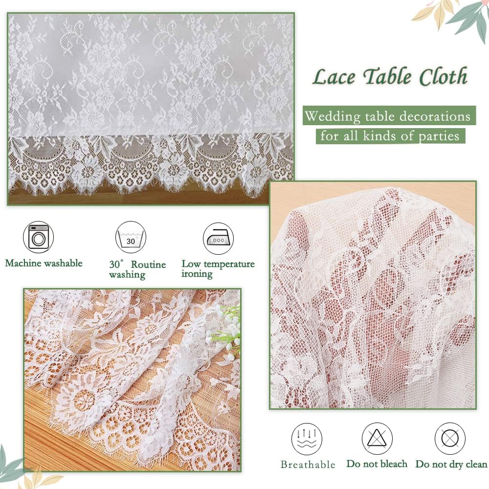 Uр Tо 40% оƒƒ B-COOL Wedding Rustic Tablecloth 5 Pack 60 x 120 Inch Table Overlay White Vintage Party Table Decorations