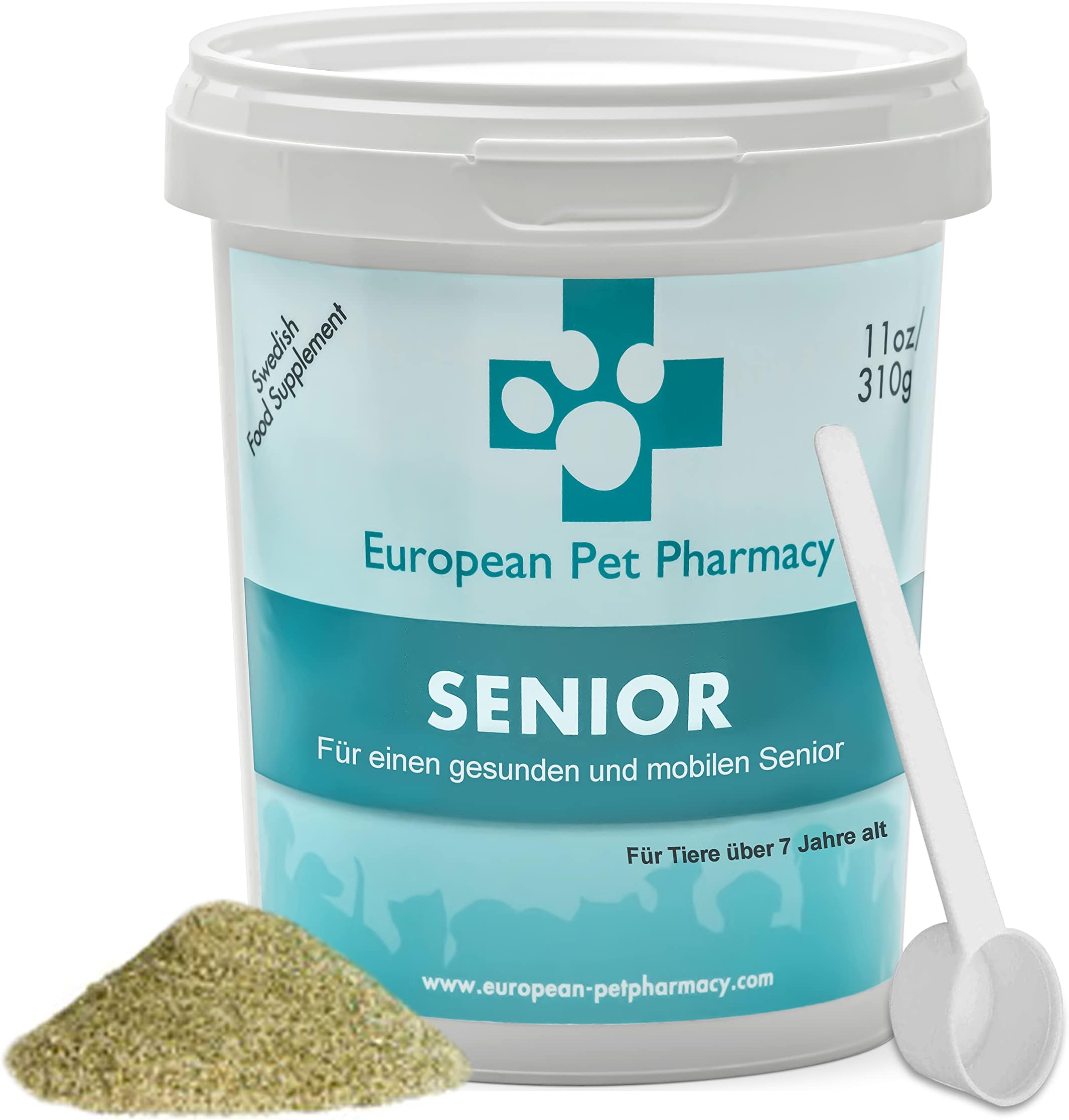 European Pet Pharmacy SENIOR Dog Joint Supplements for Senior Dogs โ Dog Arthritis Pain Relief Anti Inflammatory โ Glucosamine Chondroitin MSM โ For Sore Stiff Dogs Age 7+ Years, 310g Powder
