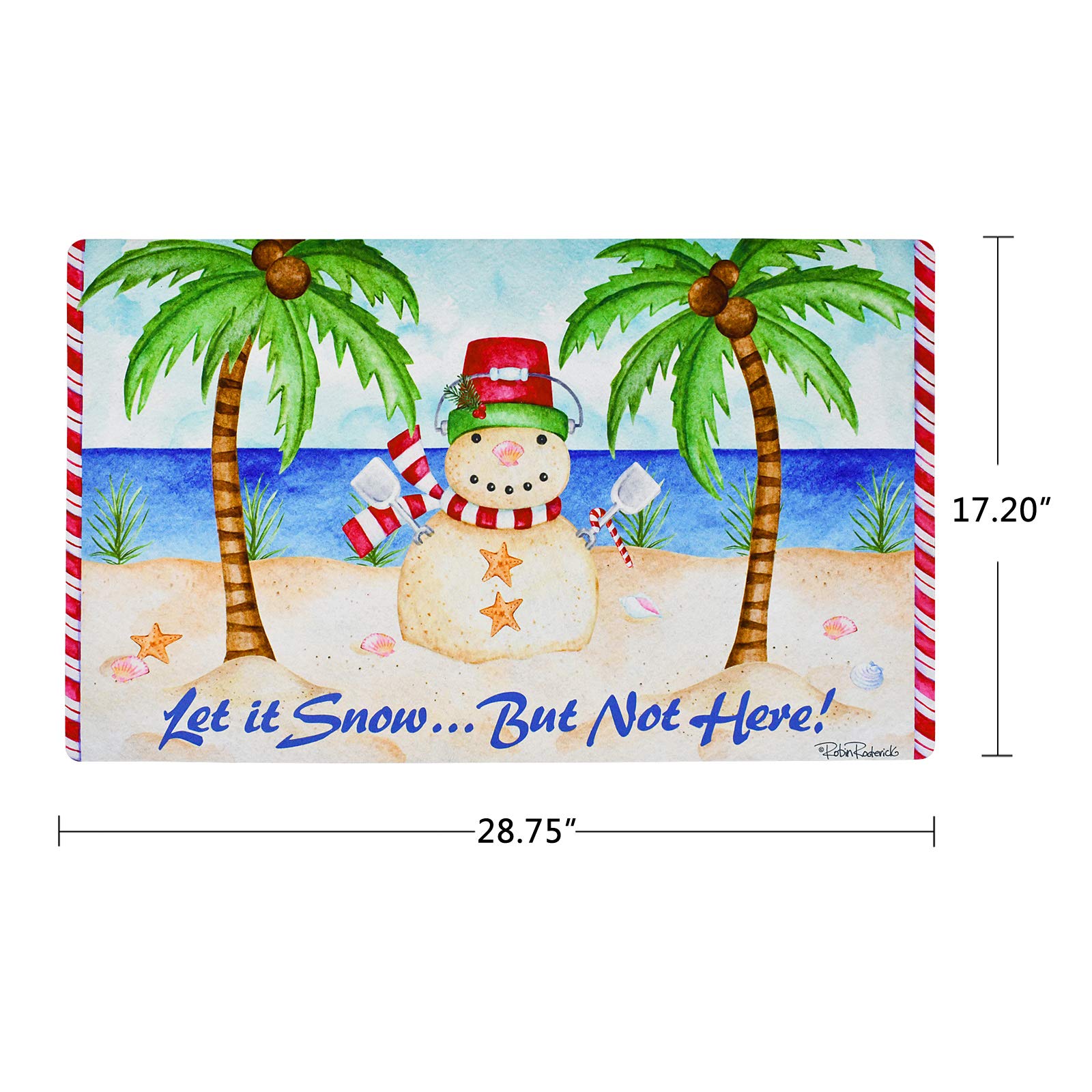 Morning View Christmas Doormat Snowman Holiday Door Mats Decorative Tropical Beach Welcome Mat Outdoor Indoor Entrance Front Door Winter Seasonal Floor Mats Xmas Entryway Rugs 17X29 Inches