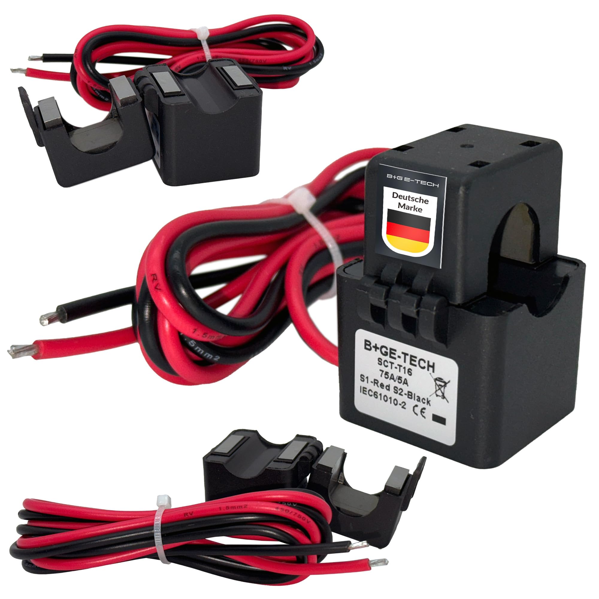Stromwandler [SCT-Serie] – Split-Core Stromsensor für präzise Lastmessung – Klappwandler für Stromzähler & PV-Wechselrichter – Effiziente Leistungsmessung & einfache Installation (SCT-T24 100/5A)