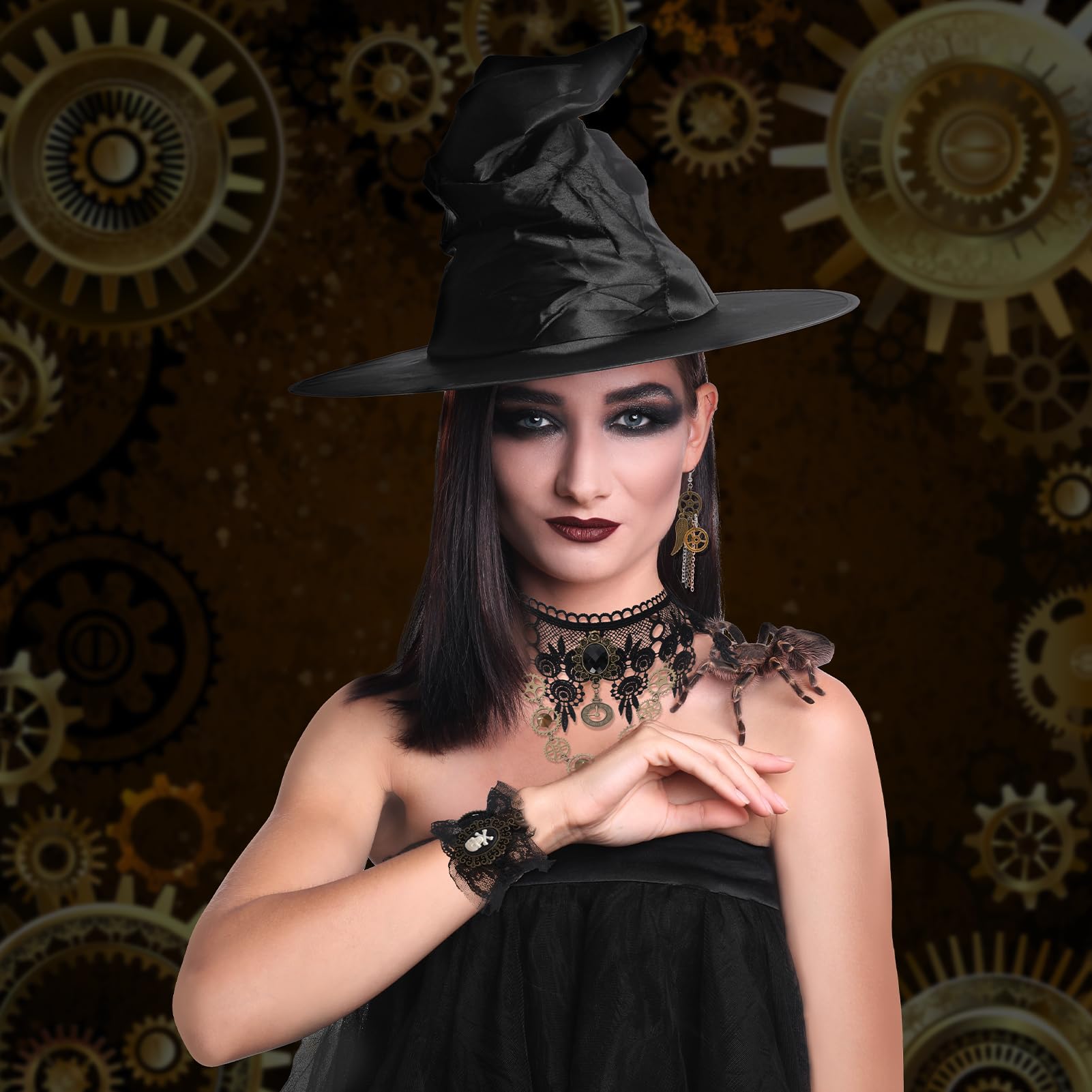 Collana Gotic A Girocollo In Pizzo Nero - Accessorio Steampunk Vampiro Per Donna