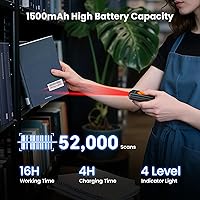 Vista 4 de Eyoyo Mini escáner de código de barras Bluetooth: escaneo 1D rápido y preciso, escáner de código de barras inalámbrico y USB con cable