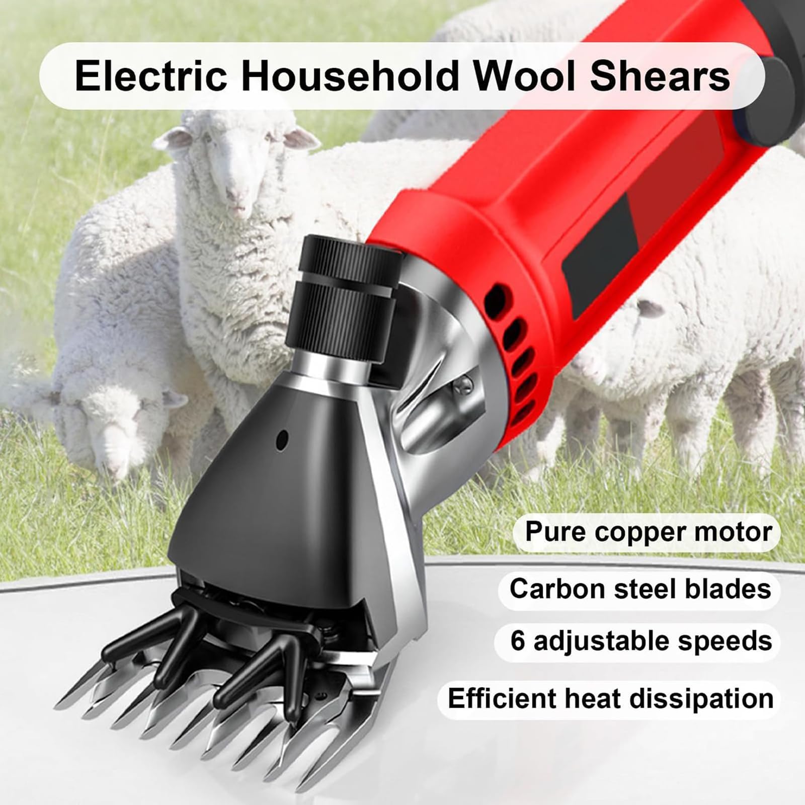 Esquiladoras eléctricas para ovejas, esquiladoras eléctricas profesionales para ovejas, esquiladoras eléctricas de alta resistencia de 6 velocidades, esquiladoras para el cuidado de ovejas. ( 13)