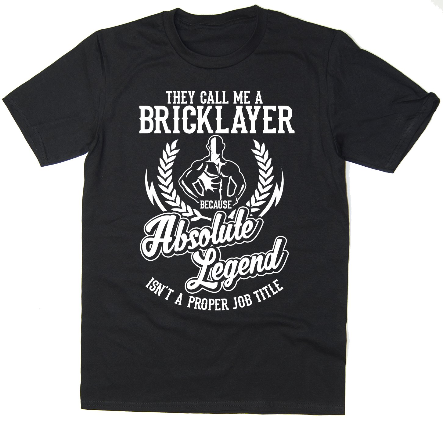 Rocket Fuel 'Bricklayer - Absolute Legend' Mens Funny Printed T-Shirt - Black - XXL