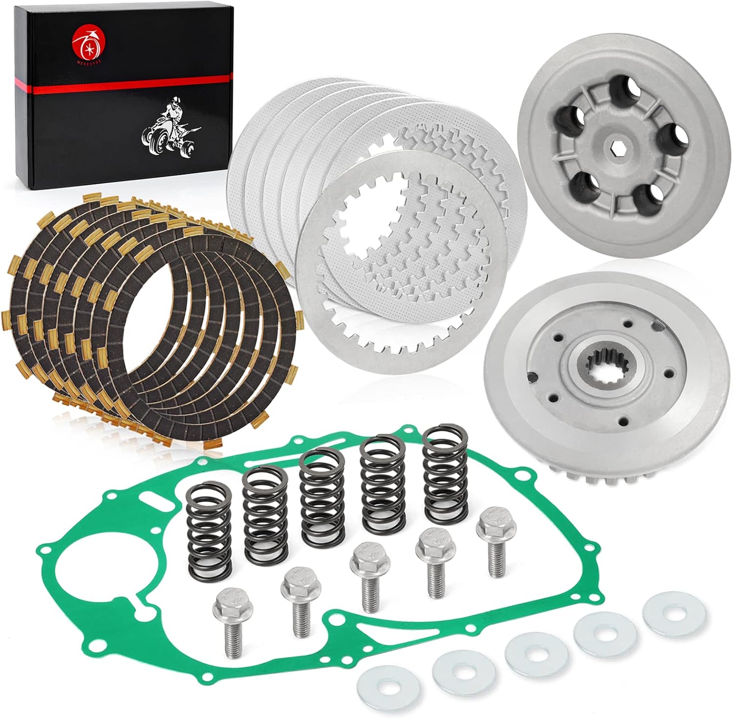 Clutch Kit & Center Inner Hub & Outer Pressure Plate & Heavy Duty Springs Gasket For Yamaha V Star 650 XVS650 1998-2016 22U-16351-00-00 4VR-16371-00-00 4VR-15461-00-00