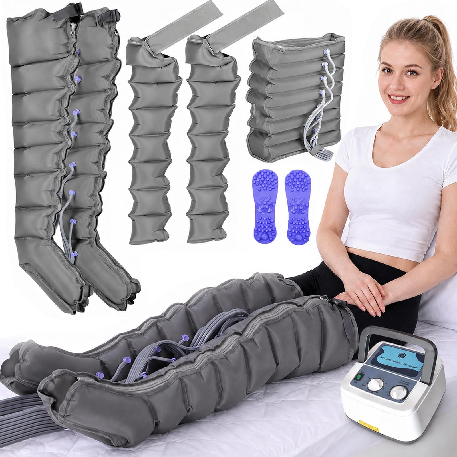 Lymphdrainage Gerät, Ganzkörper-Taille-Arm-Bein-Entspannungsinstrument, Lipödem Massagegerät Beines Recovery Boots Für Durchblutung, 8 Kammern