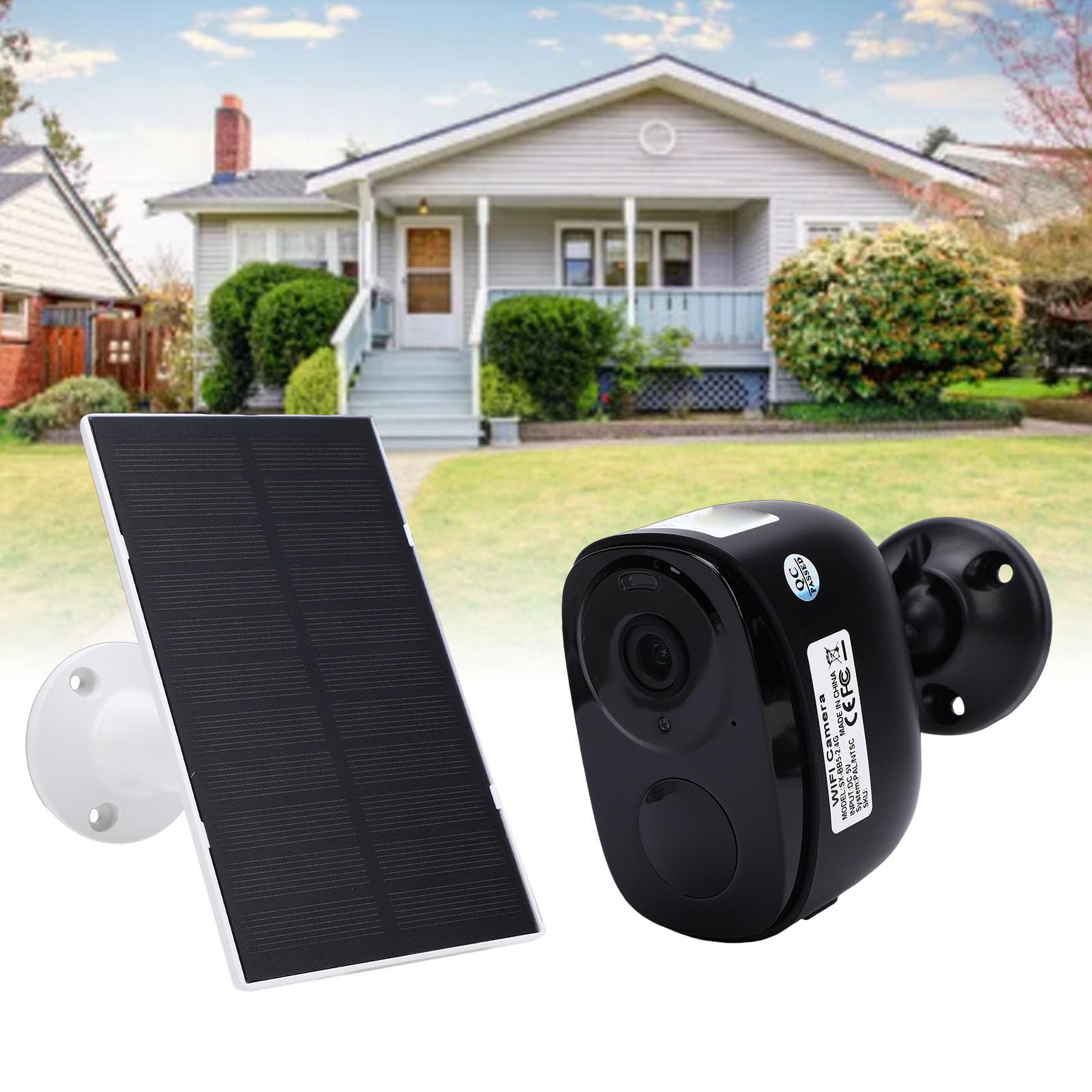 LICAEVEY Telecamera di Sicurezza Solare 2K HD 2.4GHz WiFi, Rilevamento Movimento PIR IP66 Telecamera di Sicurezza Esterna Impermeabile con Pannello Solare, Grandangolo 135°, Audio (BLACK)