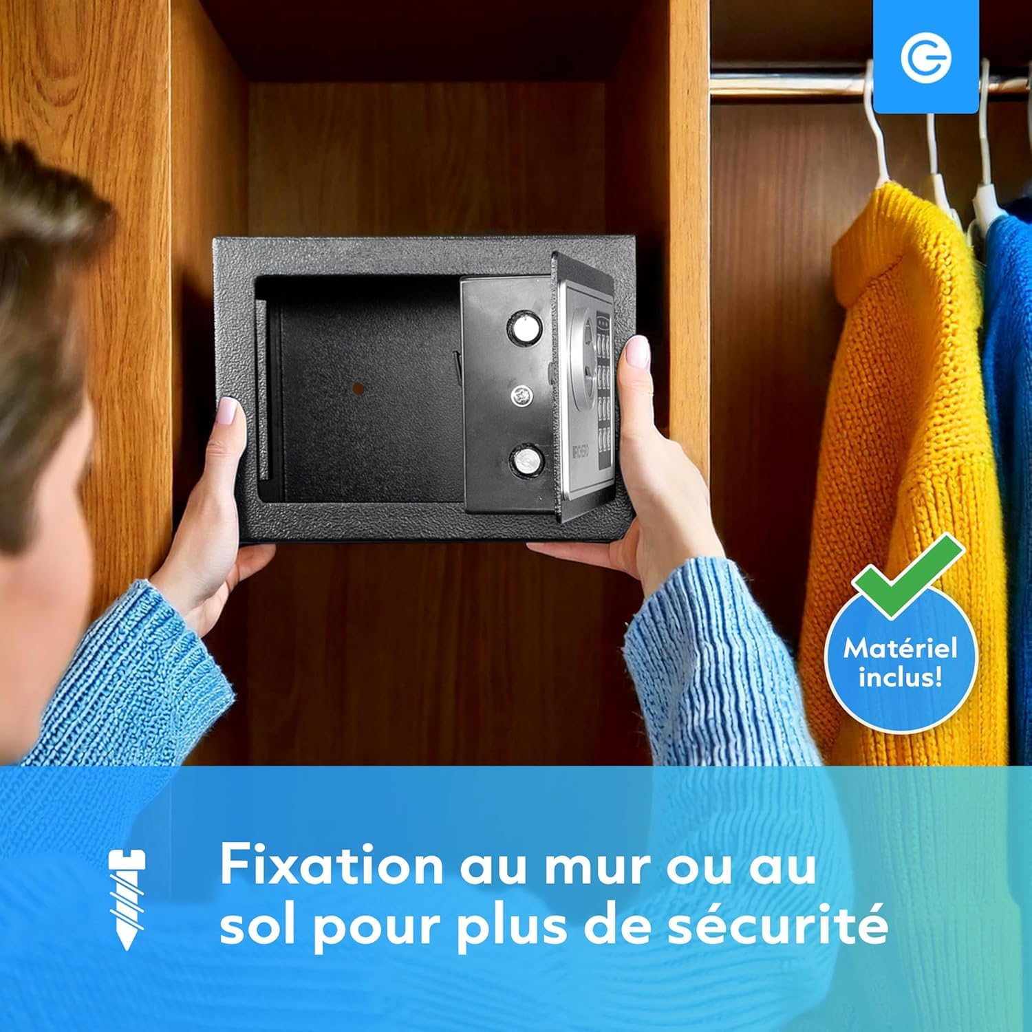 Silvergear® Petit Coffre Fort à Code | Coffre Fort en Acier avec Serrure Électronique à Code de Chiffres | 2 Clés et Code pour Ranger l'argent, Bijoux & Objets de Valeur | 17x23x17cm | Noir