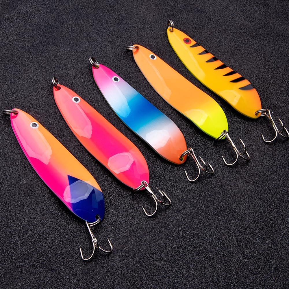 18pcs 75mm/95mm Trout Fishing Spoon Artificial Bait Freshwater Spoon Jigbait Fishing Flutter Spoon Jerkbait Lure