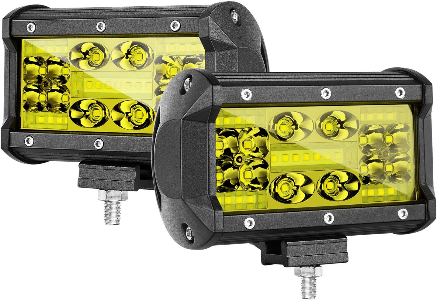 LED Pod Lights Amber, Nirider 2PCS 140W 5 Inch LED Fog Lights YELLOW LED Light Bars Driving Lights Spot Flood Combo Cube Lights Work Lights for Truck Car Off Road ATV UTV Tractor Boat