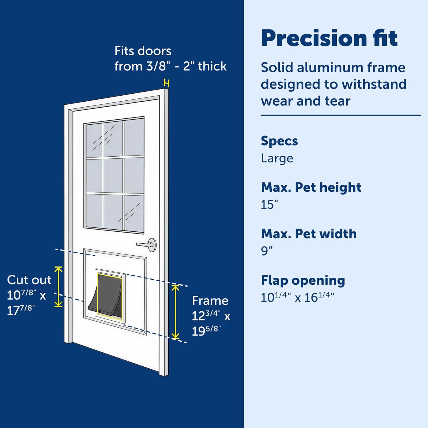 PetSafe Freedom Aluminum Dog and Cat Door - Durable Frame - Small, Medium, Large, X-Large