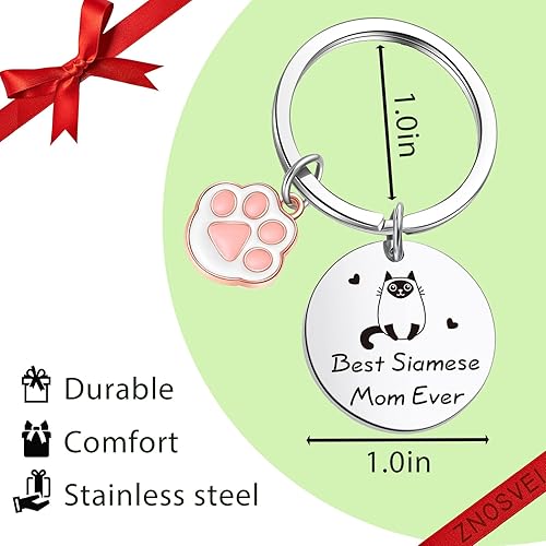 Miniatura 2 de ZNOSVEI Llavero de dueño de gato siamés con tema siamés, regalo de bestias, llavero de gato siamés