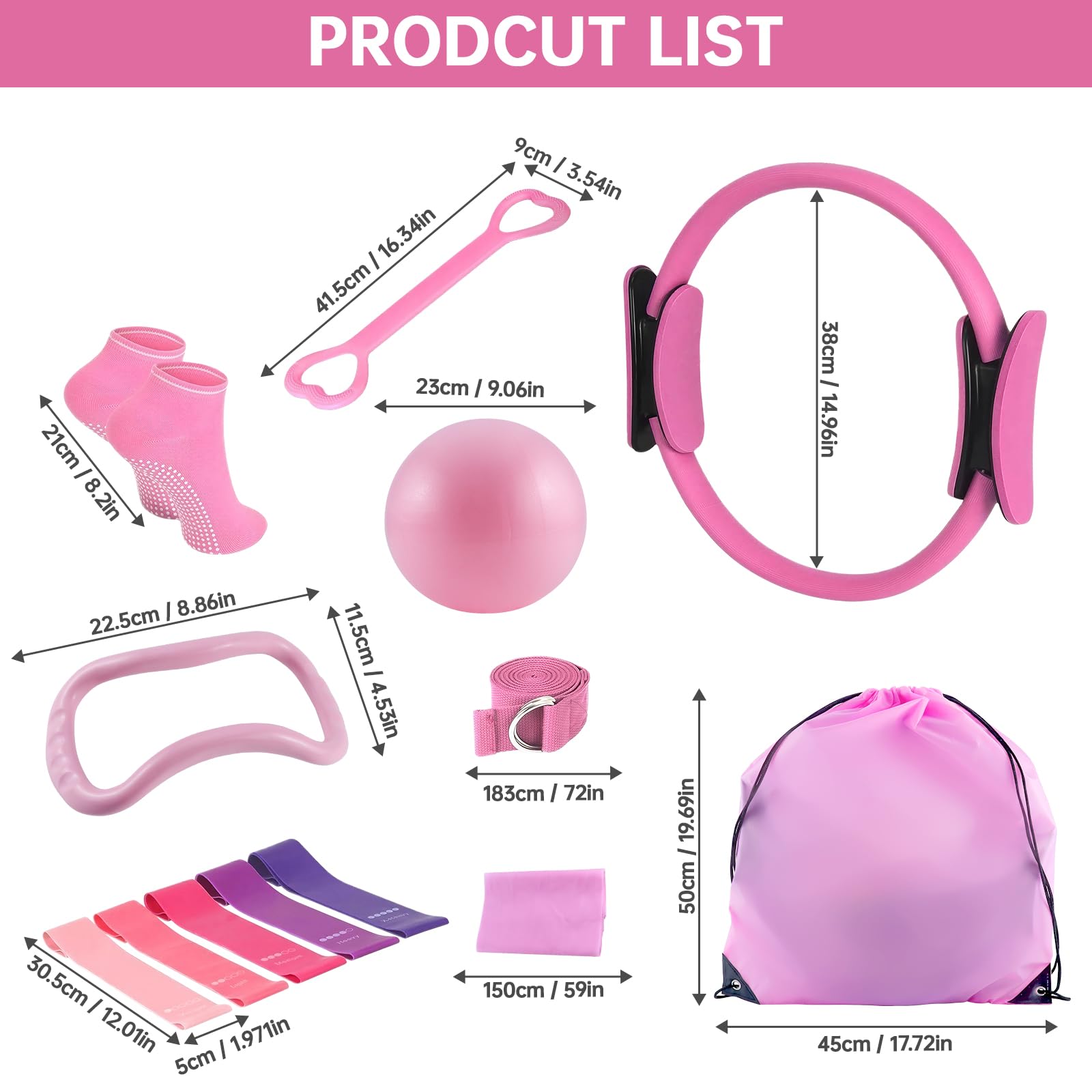 Pilates Ring Set 13 Pièces Cercle Magique Fitness Femmes