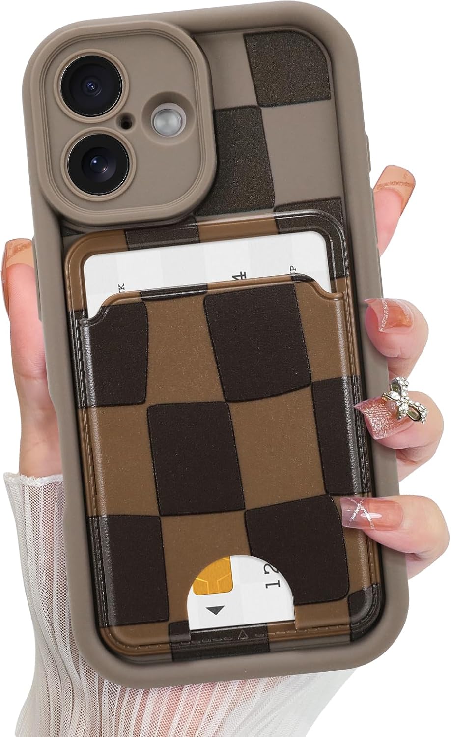 KANGHAR Compatible with iPhone 17 Case Card Holder -Brown