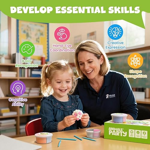 Miniatura 6 de Arcilla seca al aire para niños, arcilla de espuma para fiestas temáticas de 12 animales, kit de arcilla ultraligera para modelar, arte de bricolaje