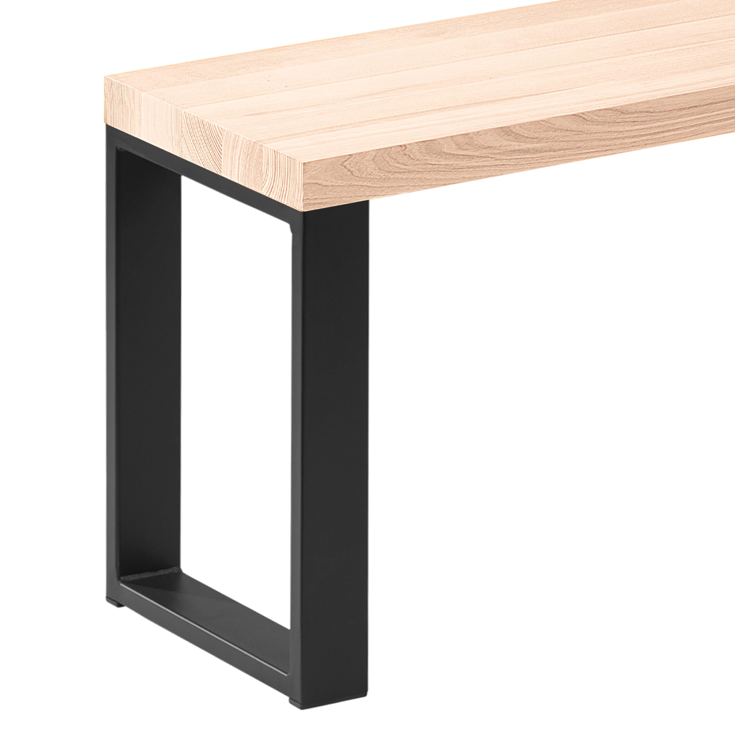 LAMO Manufaktur Panca per sala da pranzo 30x100x47 cm (Lar x Lun x Alt), gambe per mobili Simple Nere/Seduta grezza, LSB-01-A-001-100-9005S
