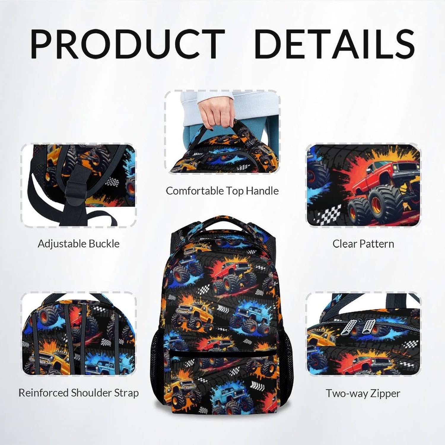 Toddler Backpack - Truck Backpacks for Boys - Kids Bookbag for School - Durable School Bag for Kindergarten/Preschool/Elementary(17 Inch) - Image 4