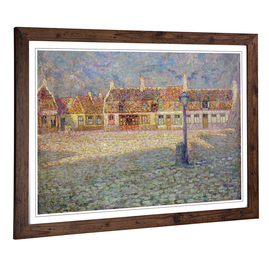 Big Box Art Framed Print of Henri Le Sidaner Small Square Sunset Design | Wall Art Picture | Home Decor for Kitchen, Living Room, Bedroom, Hallway, Walnut, A2 / 24.5x18 Inch / 62x45cm