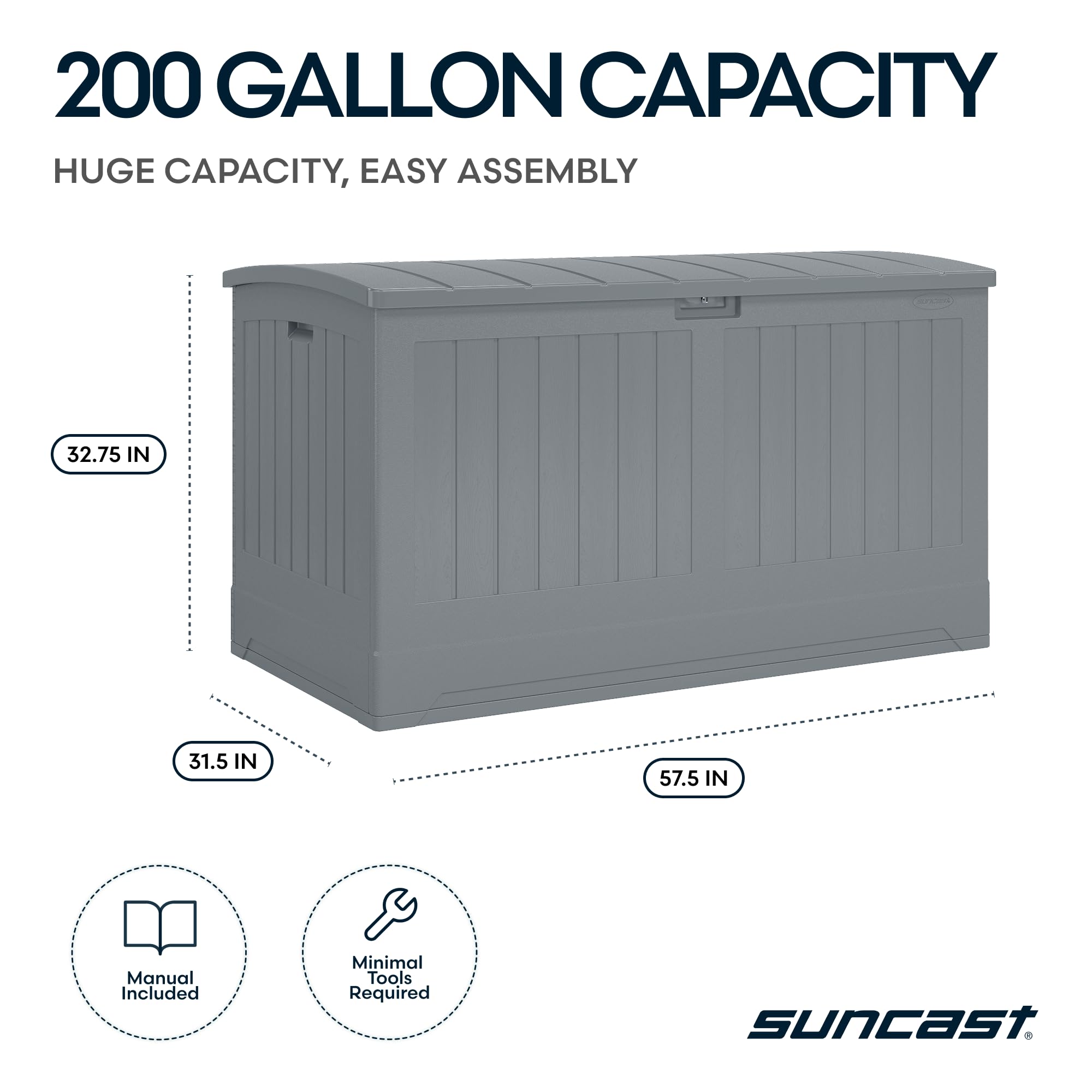 Suncast XL Deck Box - 200 Gallon Weatherproof Storage -3 Suncast XL Deck Box - 200 Gallon Weatherproof Storage -3