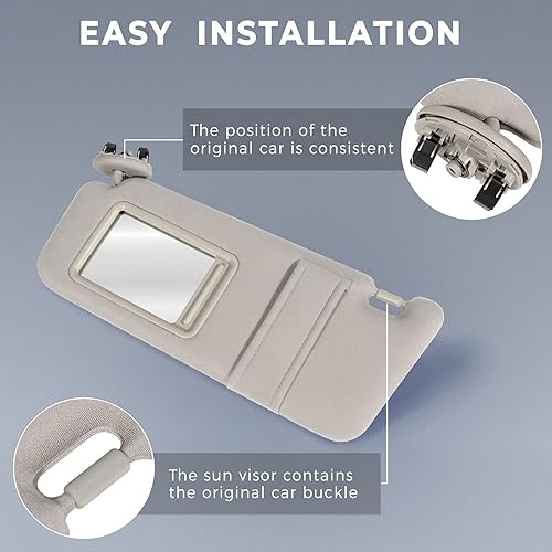 Miniatura 5 de SCITOO Conjunto de visera solar beige para Toyota Camry sin techo solar 2006 2007 2008 2009 2010 2011 para Toyota Camry sin techo solar