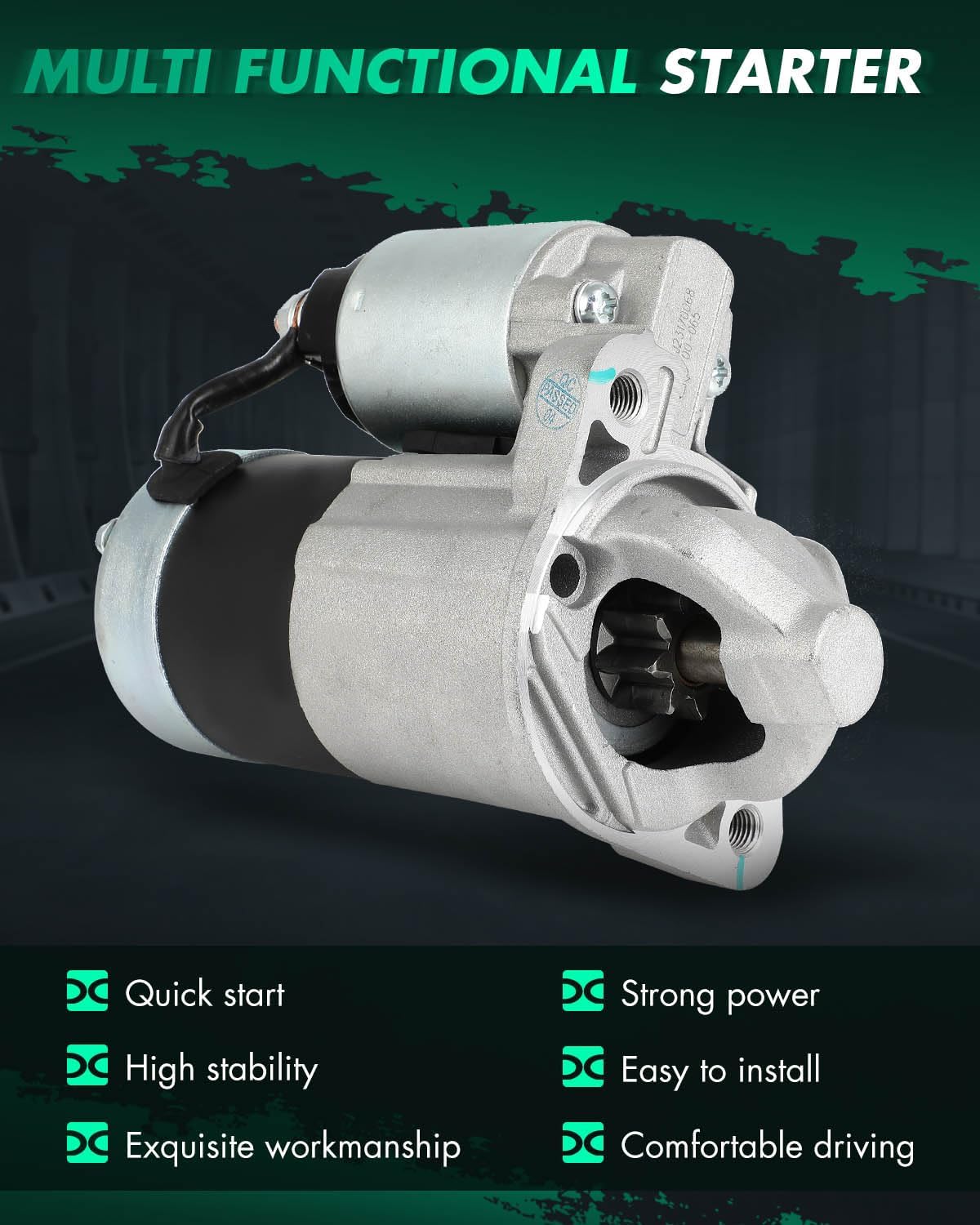 SCITOO Starter Motor fit for Mitsubishi for Montero Sport V6 1999-2004, for Mitsubishi for Montero Sport V6 2000-2003, for Mitsubishi for Montero V6 2003-2006 Replacement Starter 17775