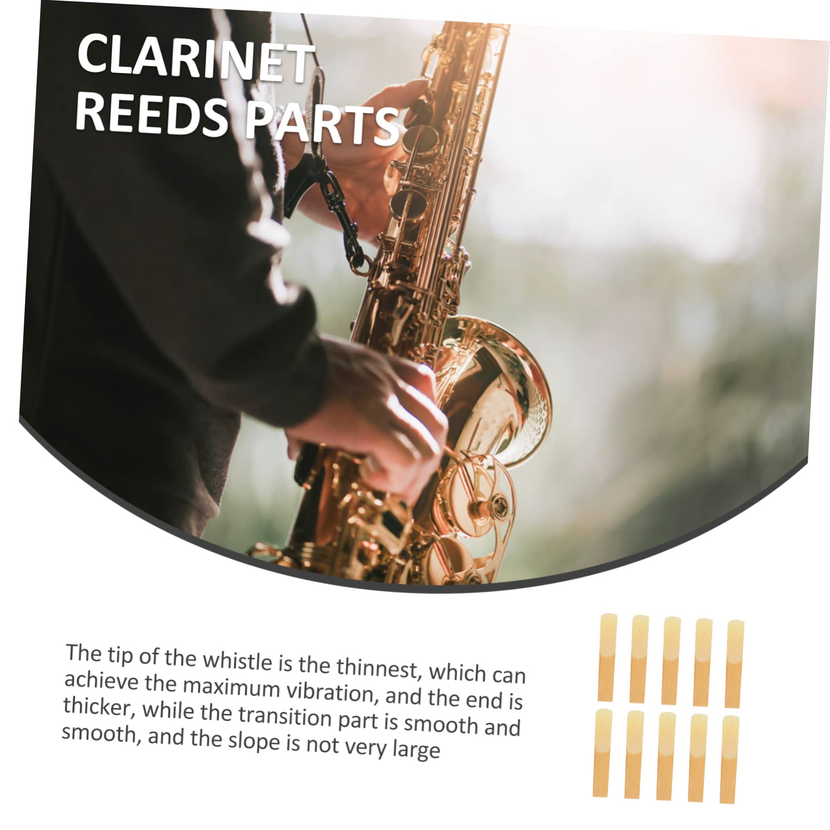 BESTonZON 50 Uds Clarinete Punta Más Delgada Clarinete Herramienta Accesorios Para Instrumentos Instrumento Tradicional Cañas De Saxofón Tradicional Cañas De Viento Cañas De Saxofón Natural