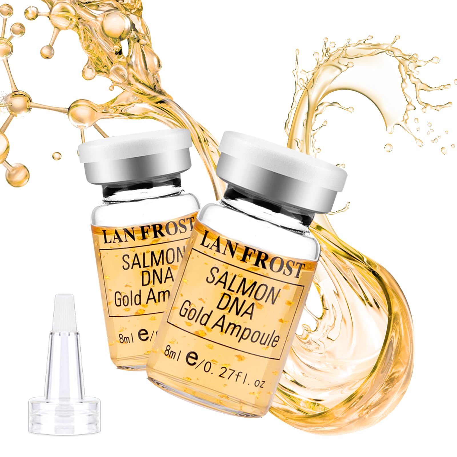BB Facial Glow Starter Kit Siero all'acido ialuronico Essence per la cura della pelle | 8 ml, 12 pezzi, da utilizzare con balsamo per la pelle Microneedle (oro)