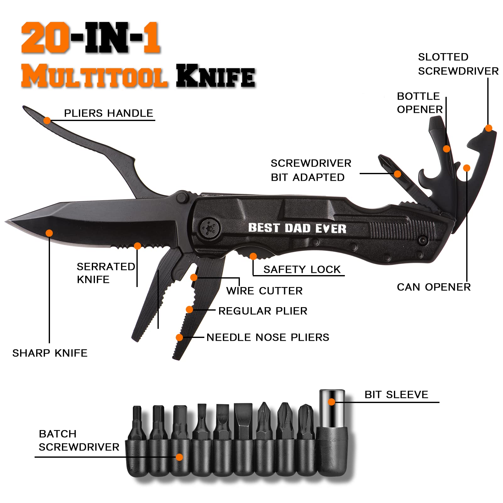 Gifts for Dad from Daughter, Fathers Day Birthday Gifts for Dad, Pocket Knife for Stocking Stuffers, Multitool Gadget for Christmas Dad Gifts, Stocking Stuffers for Dad