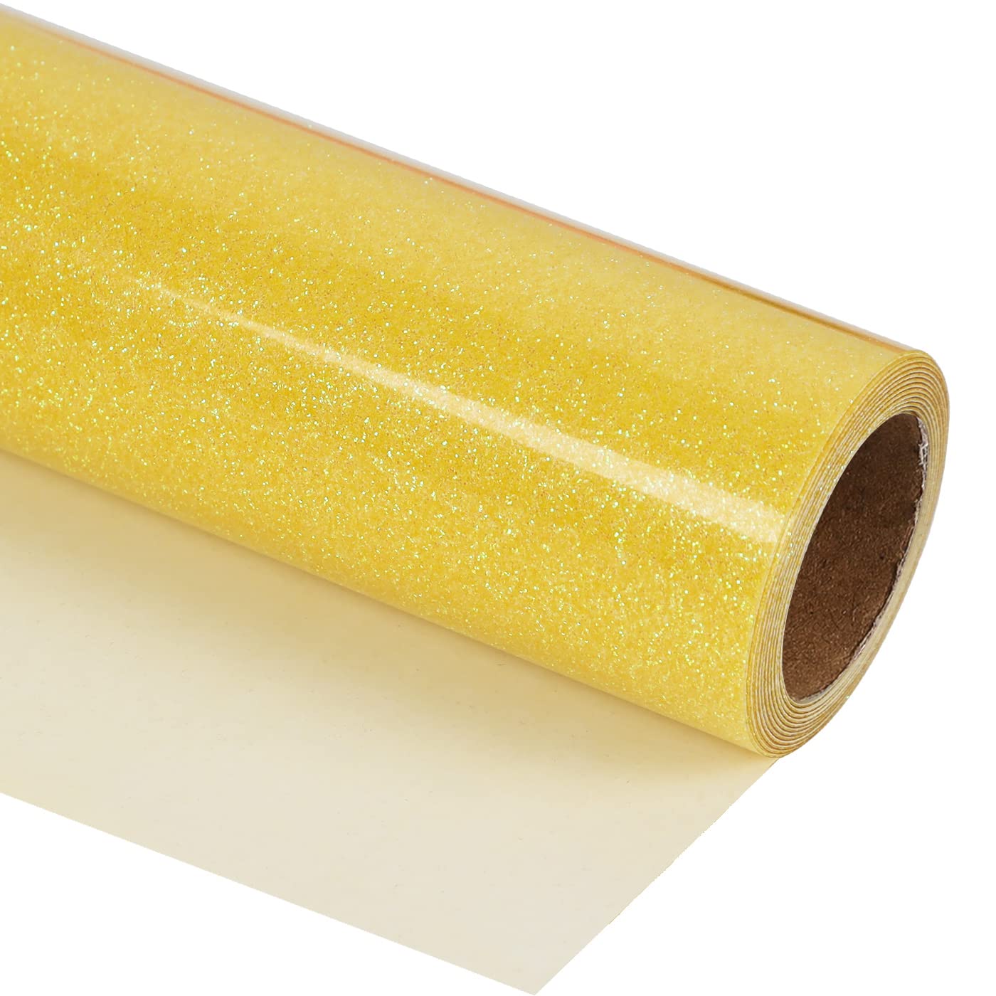 guangyintong Heat Transfer Vinyl Glow Gold Glitter HTV Rolls, 12" x 8ft