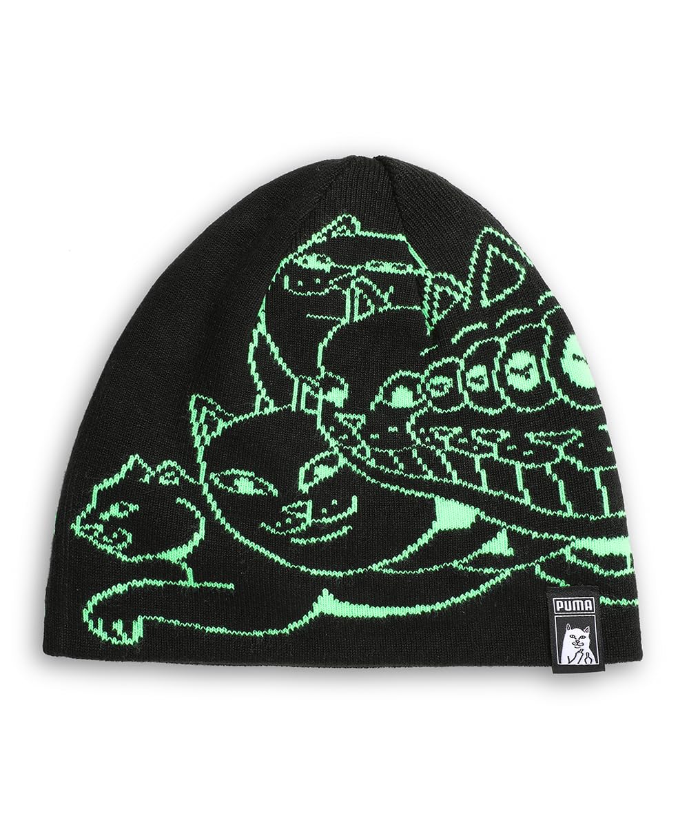 puma Unisex's Skull Beanies (26596_Black-Fluro Green PES-picture-44