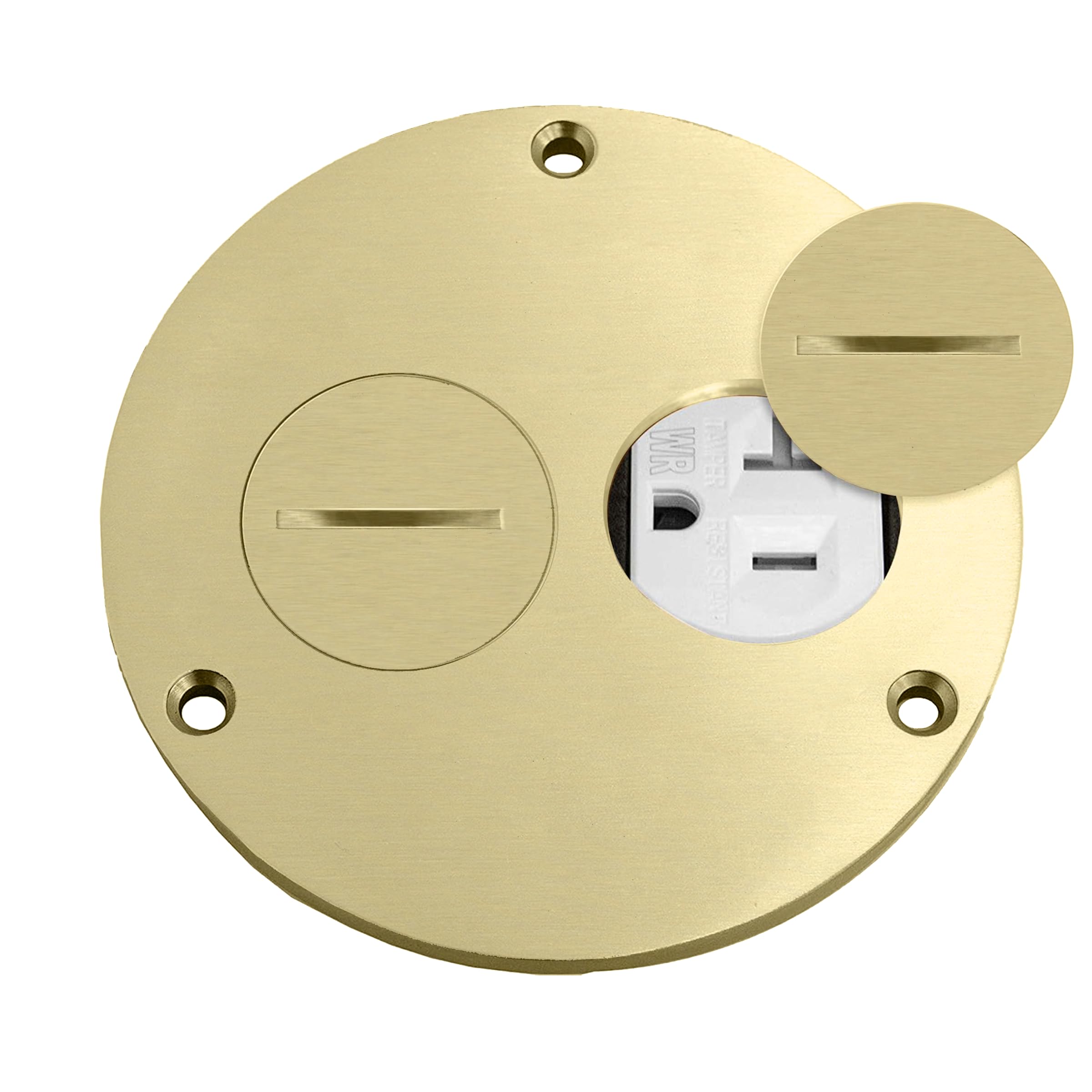 Photo 1 of ENERLITES Brass Floor Box Cover with 20A Outlet