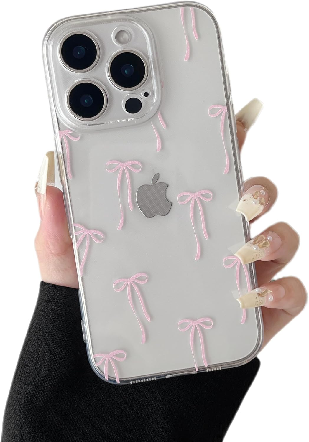 ZTOFERA for iPhone 14 Pro Max Case Clear,Cute Love Heart Ribbon Bow Tie Aesthetic Phone Case,Transparent Trendy Slim Soft Shockproof Protective Phone Cover for Women Girls,Pastel Pink