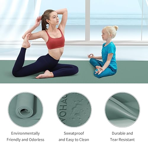Miniatura 4 de Extra Wide & Thick 8mm Yoga Mat, 72"x31.5" Large Non Slip Exercise Mat, Premium POE Material for Superior Cushioning & Stability, with Strap for