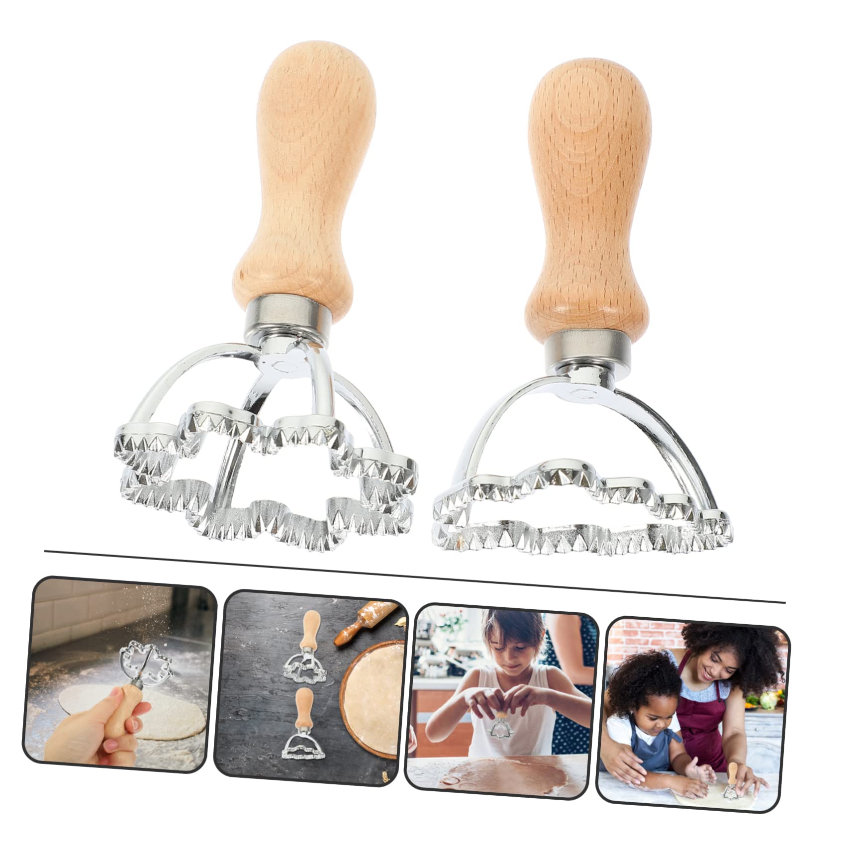 TOPBATHY 8 Stk Knödel Haut Prägeform teigschneider ausstecher für knete Keksformen-Set cookie dose Weihnachtsknödelschneider Pelmeni Pasta Ravioli- für die Küche Küchenzubehör Holz