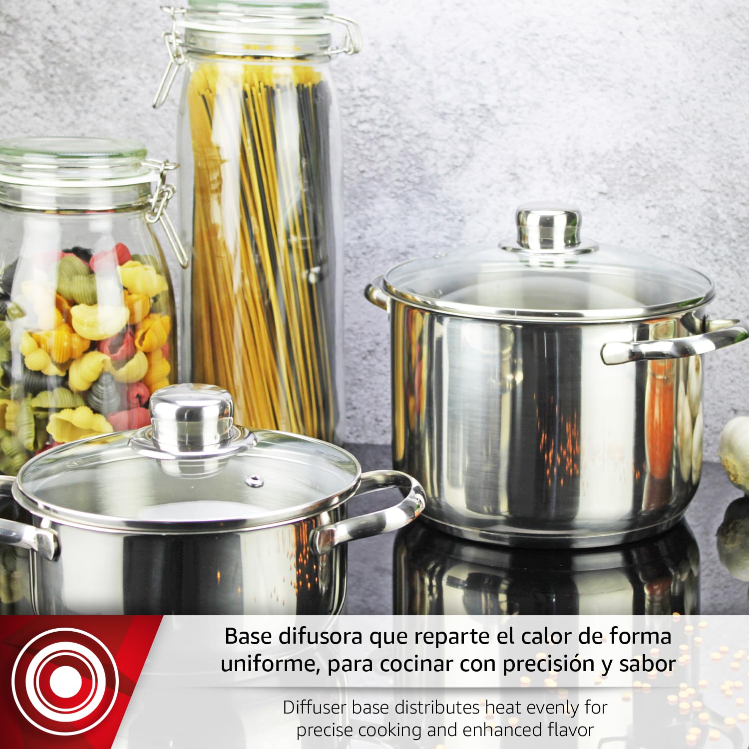Magefesa - Dux batería de cocina, 7 piezas, fabricada en acero inoxidable 18/10, compatible con todo tipo de fuego, inducción, fácil limpieza y apta lavavajillas
