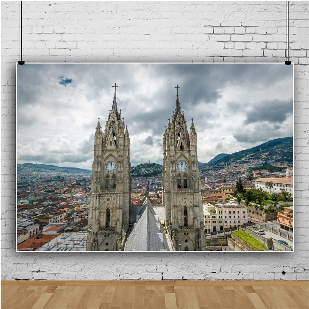 Photo 1 of OERJU 8x6ft Basilica del Voto Nacional Quito Ecuador Backdrop Famous Landmark Photography Background Home Interior Decor Kids Adults Portrait Photoshoot Booth Props YouTube Video Making Wallpaper 8x6ft-Vinyl