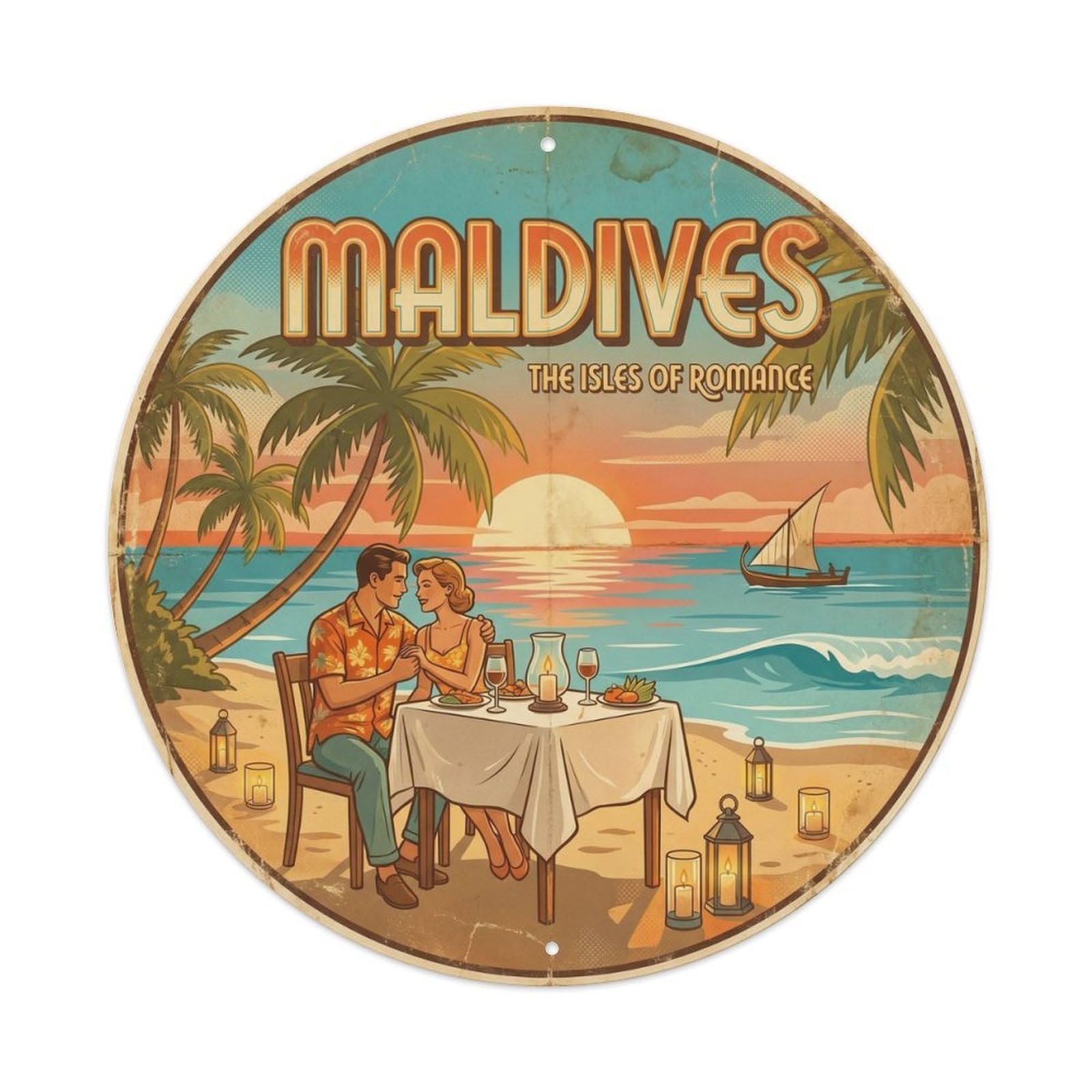 Maldives Indian Ocean Island Paradise Coastal Metal Tin Sign