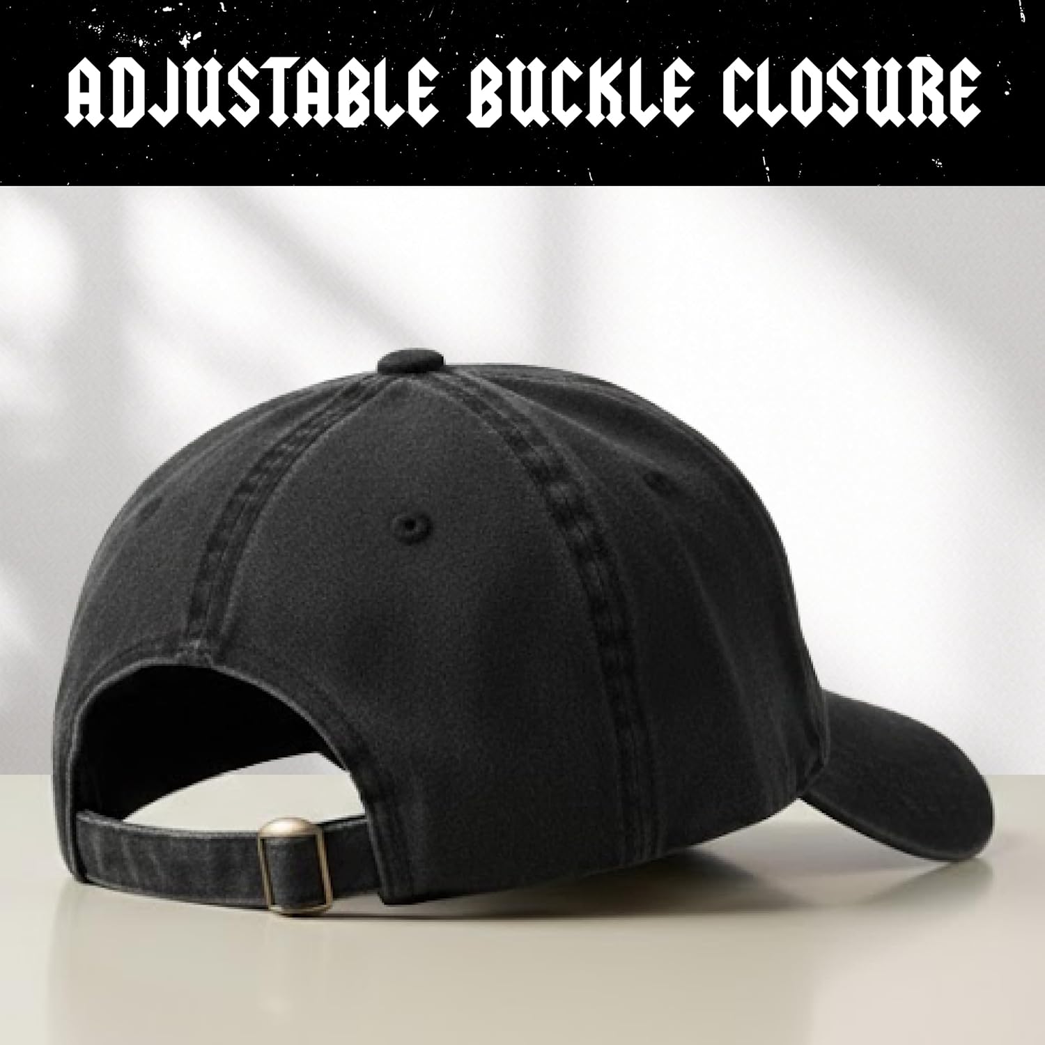 AC/DC Baseball Cap, Embroidered Rock Band Hat, Curved Brim Strapback Cap, Adjustable Closure, Black