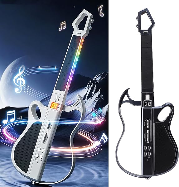 Diydeg Smart Guitar, Rechargeable Stringless Foldable Travel Backing Guitarra with LED Lights, Chord Generator Interactive Chord Sheets Bassline for One Man Band, for Adults Teens (Black) - 5
