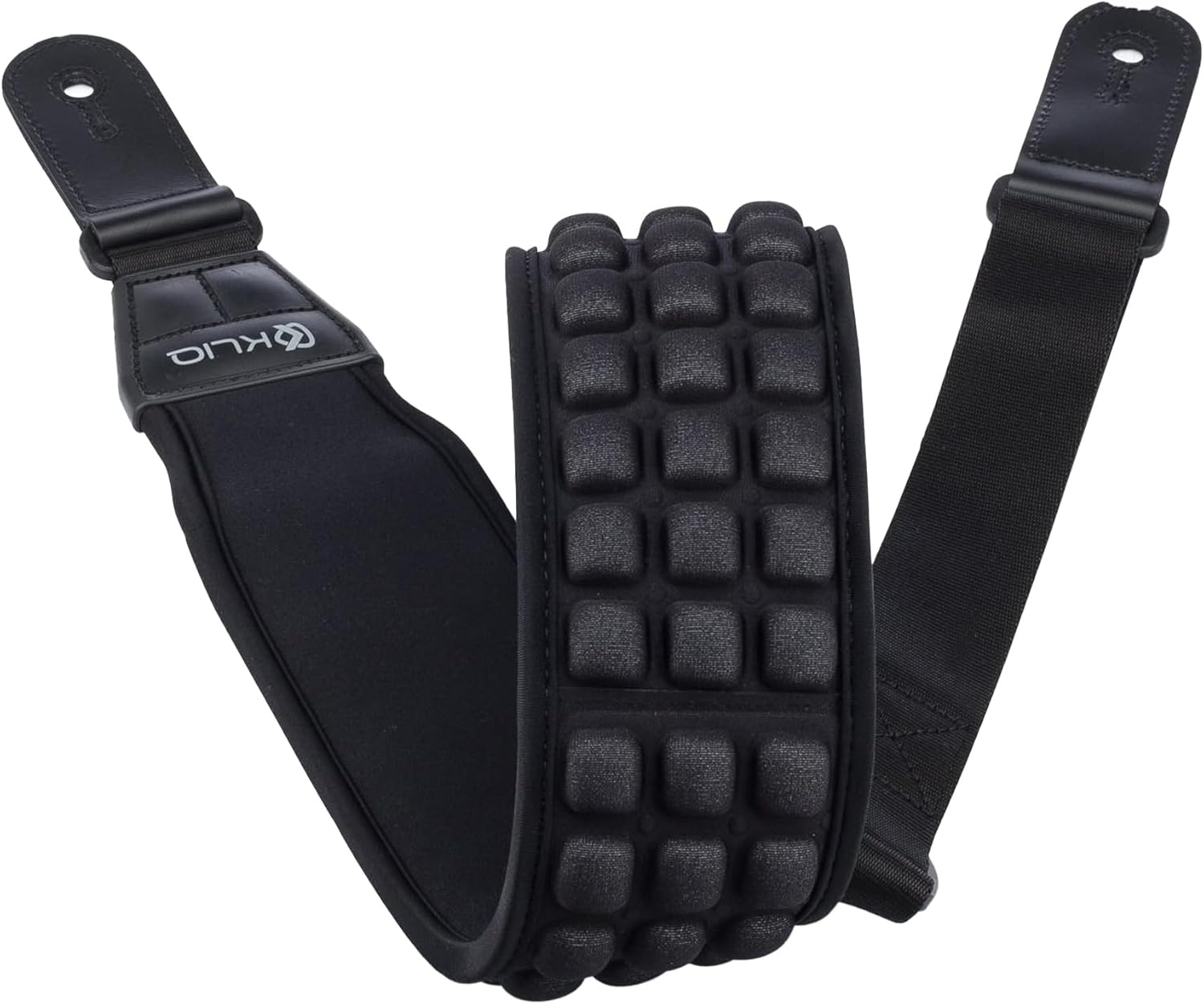 KLIQ AirCell Guitar Strap, SHORT, for Bass & Electric Guitar with 3" Wide Neoprene Pad and Adjustable Length from 38" to 44" (Short), Black