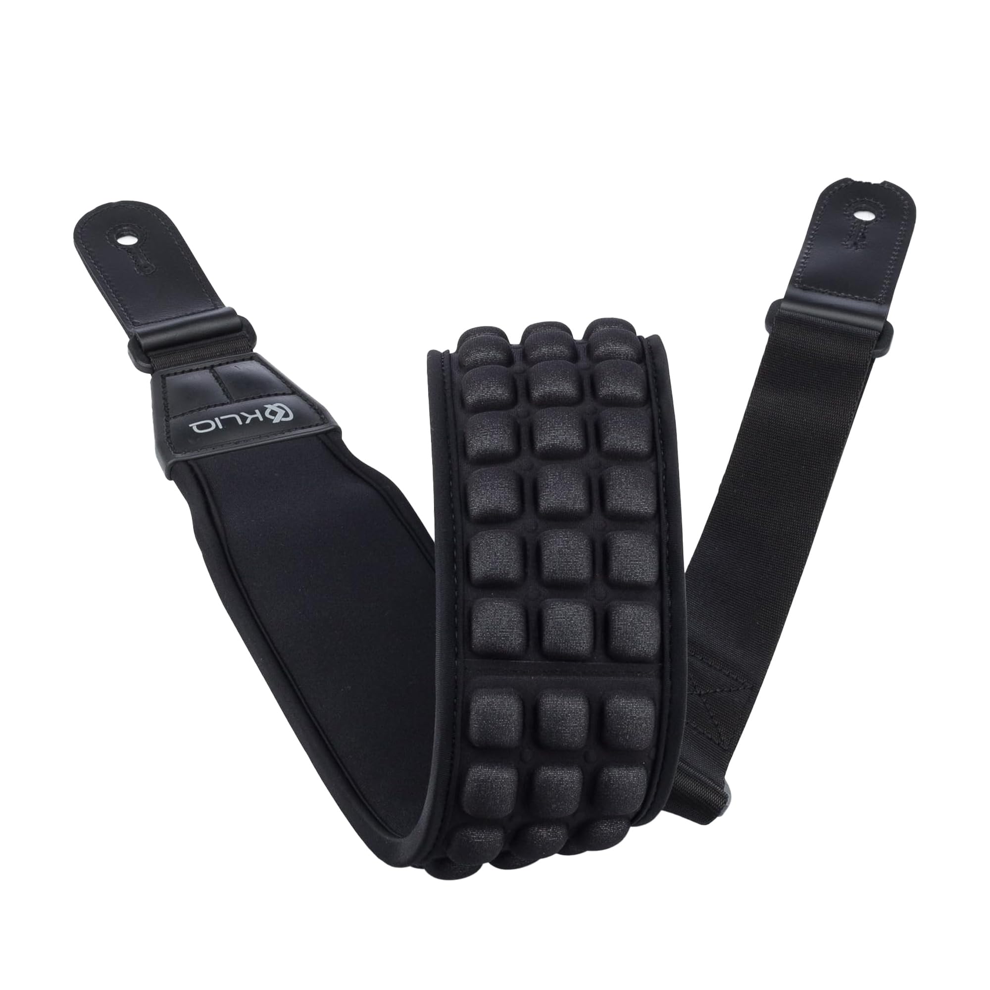 KLIQ AirCell Guitar Strap, SHORT, for Bass & Electric Guitar with 3" Wide Neoprene Pad and Adjustable Length from 38" to 44" (Short), Black