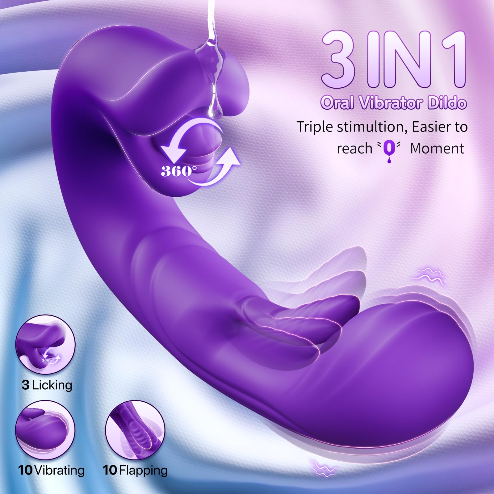 Vibrator Adult Sex Toys for Women - Sovokn 5IN1 Mouth Sucking Vibrator Rose Sex Toy, 10 Tongue Licking, 3 Auto & 1 Manual Sucking Adult Toys New APP, Clit Nipple Vibrators Female Couple Sex Toy, Black: Plum