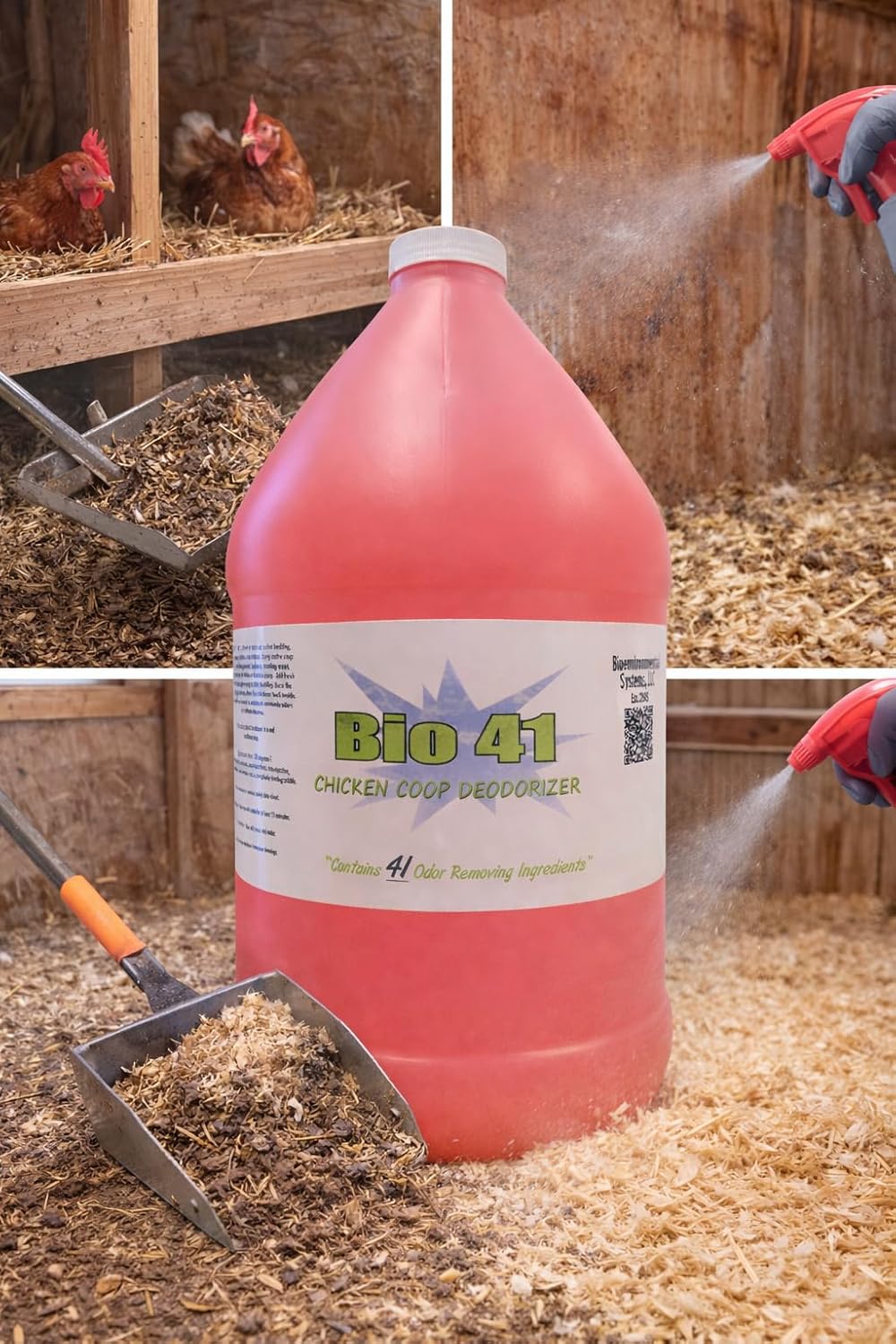 Chicken Coop Deodorizer – All Natural Ingredients for Ammonia Control and Odor Eliminator for Poultry – Works in Coops, Brooders, Nest Boxes, Waste Areas, Roosting Area and Bedding – One Gallon
