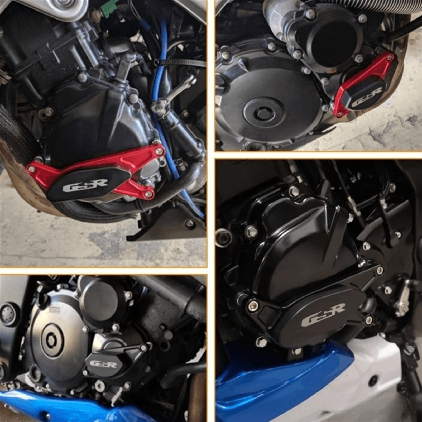 CNC Moteur Garde Protecteur Crash Pads Curseurs Protection Contre Les Chutes Accessoires Compatible avec Suzuki GSR750 GSR600 GSR400 GSR 400 600 750 (Color : Blue, Size : A)