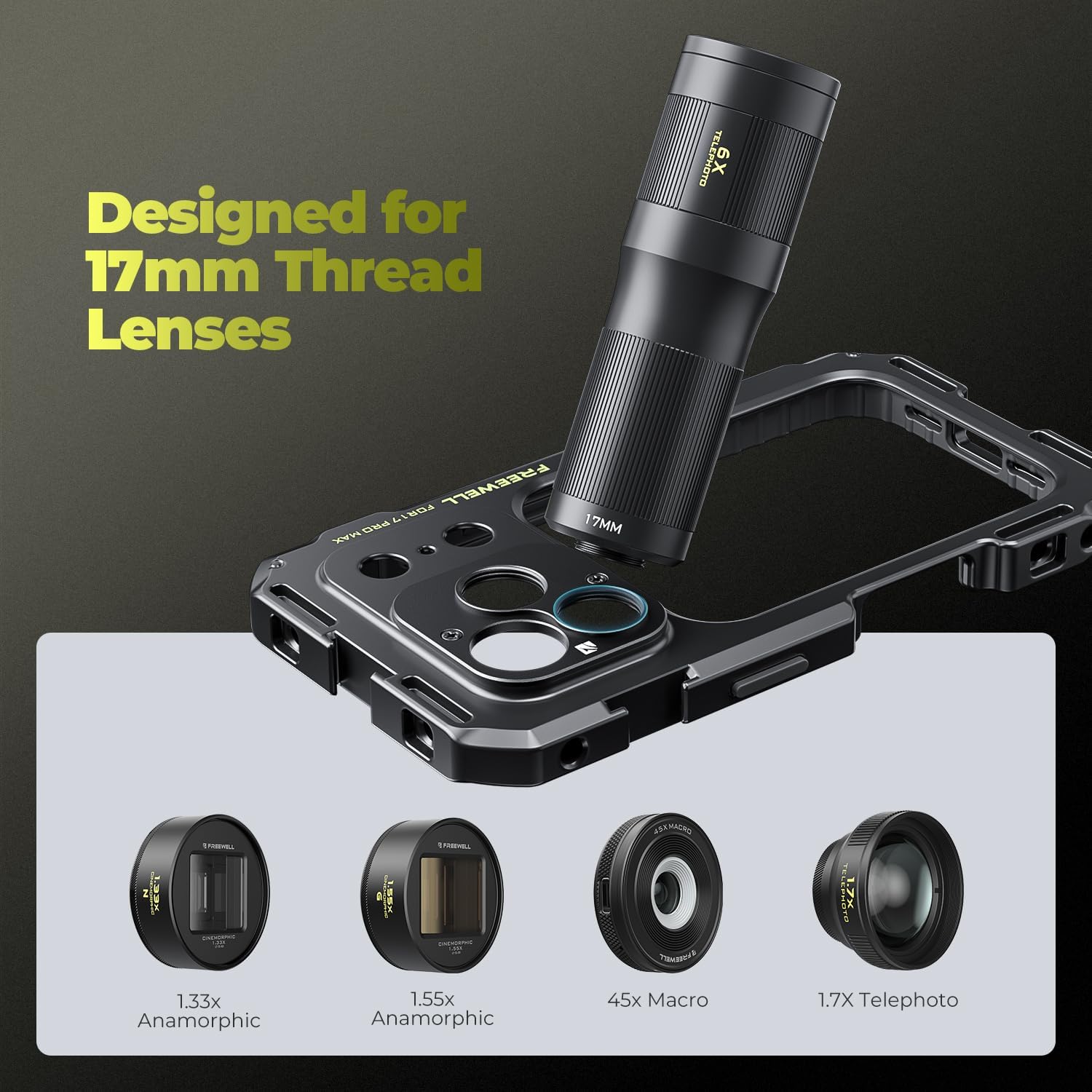 Freewell Genius Rig Cage for iPhone 17 Pro Max - Tool-Free Setup, Multifunctional Tripod and Monopod Handles, Bluetooth Remote