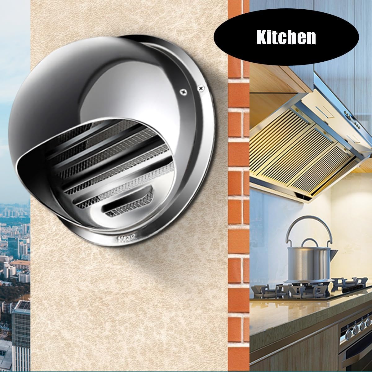 Thick Vent Covers for Wall,Rv Vent Covers for Roof 4.7" 5" 5.5" 6" 6.3" 6.7" 7.1" 7.5" Chimney Cover,for Duct Grille,Soffit Air Vent,Grille Ventilation Cover,Just Easy Push(9.8in/250mm)