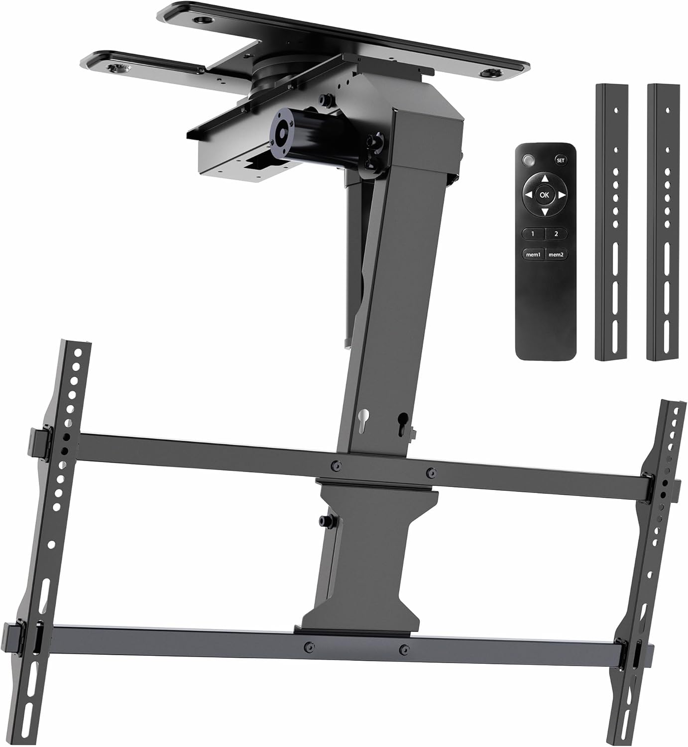 VIVO Electric Flip Down and Full Swivel Ceiling TV Mount for 37 to 86 inch Screens, Large Motorized Flat or Pitched Ceiling VESA Mount, Holds up to 121 lbs, App and Voice Control, Black, MOUNT-E-FD85S